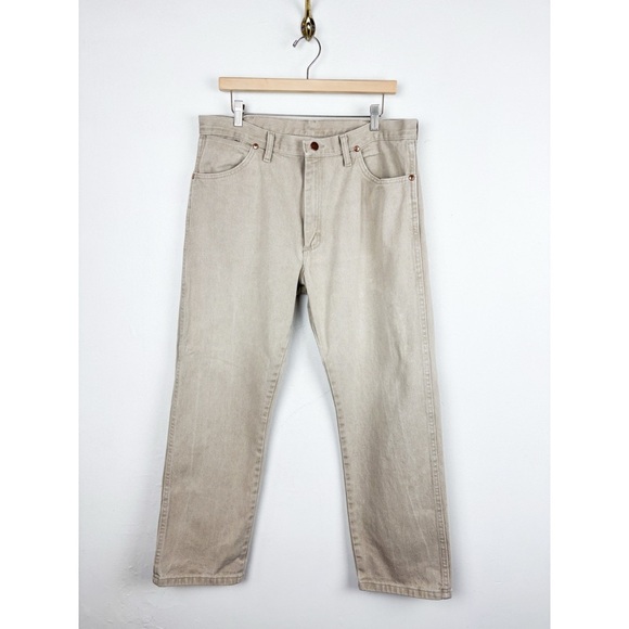 Vintage Wrangler Men’s Khaki Tan Straight Leg Jeans Sz 36x30